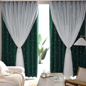Hunter Green Starry Night Curtain